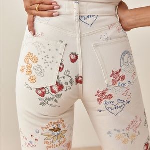 Reformation Cynthia Doodle High Rise Straight Long Jeans SIZE 27